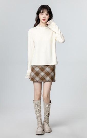 Lace Trim Long Sleeve Top