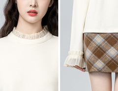 Lace Trim Long Sleeve Top