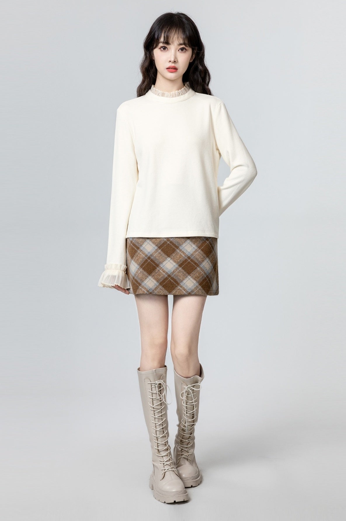 Lace Trim Long Sleeve Top