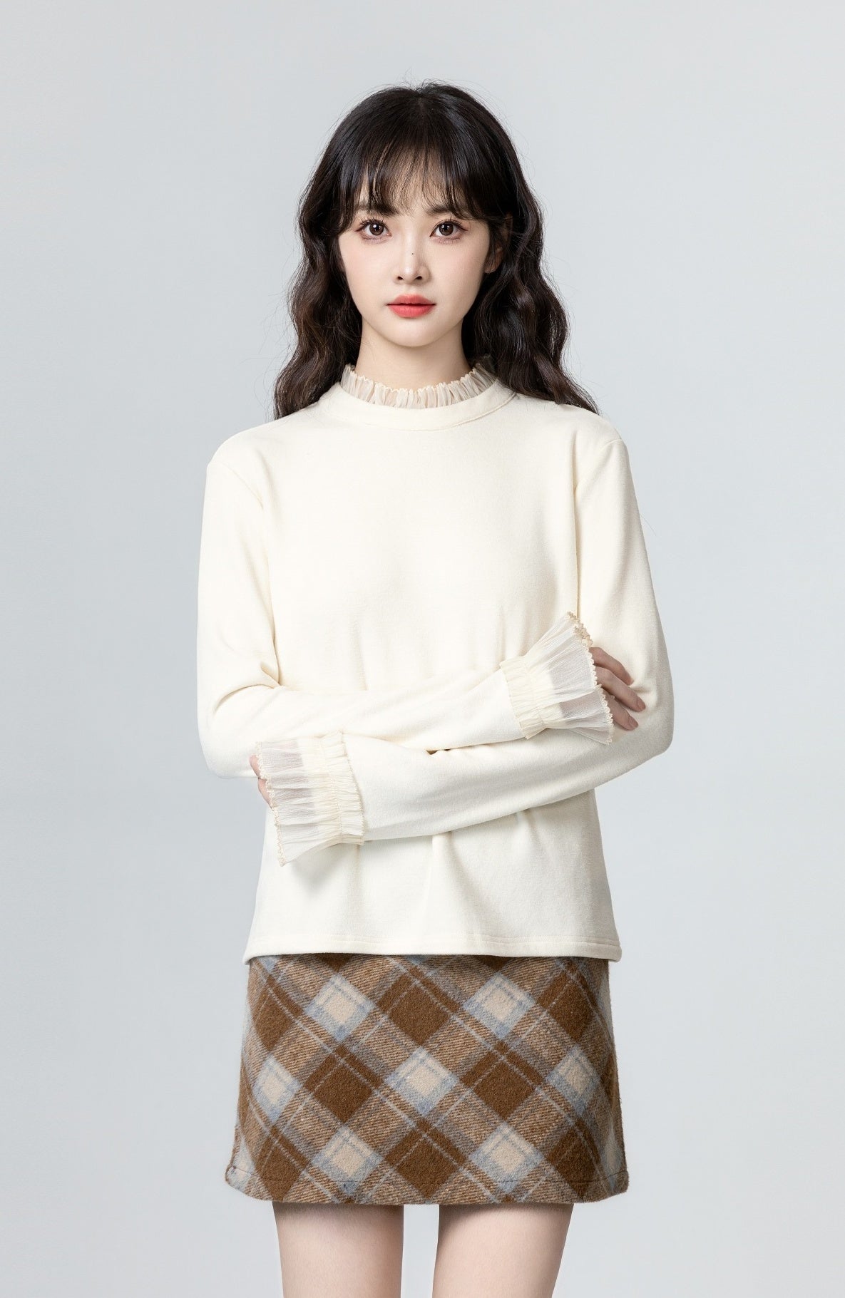 Lace Trim Long Sleeve Top