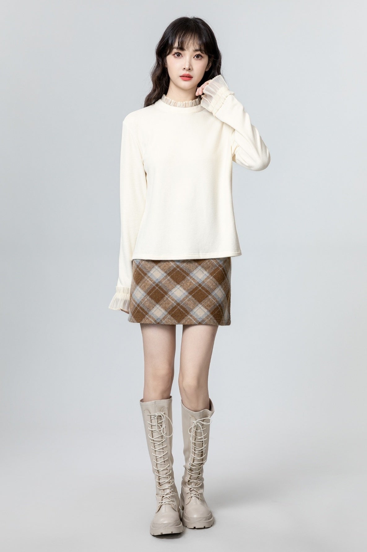 Lace Trim Long Sleeve Top
