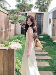 Lace Trim Sleeveless Dress And Vest Set