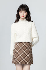 Lace Turtleneck Trim Slim Top