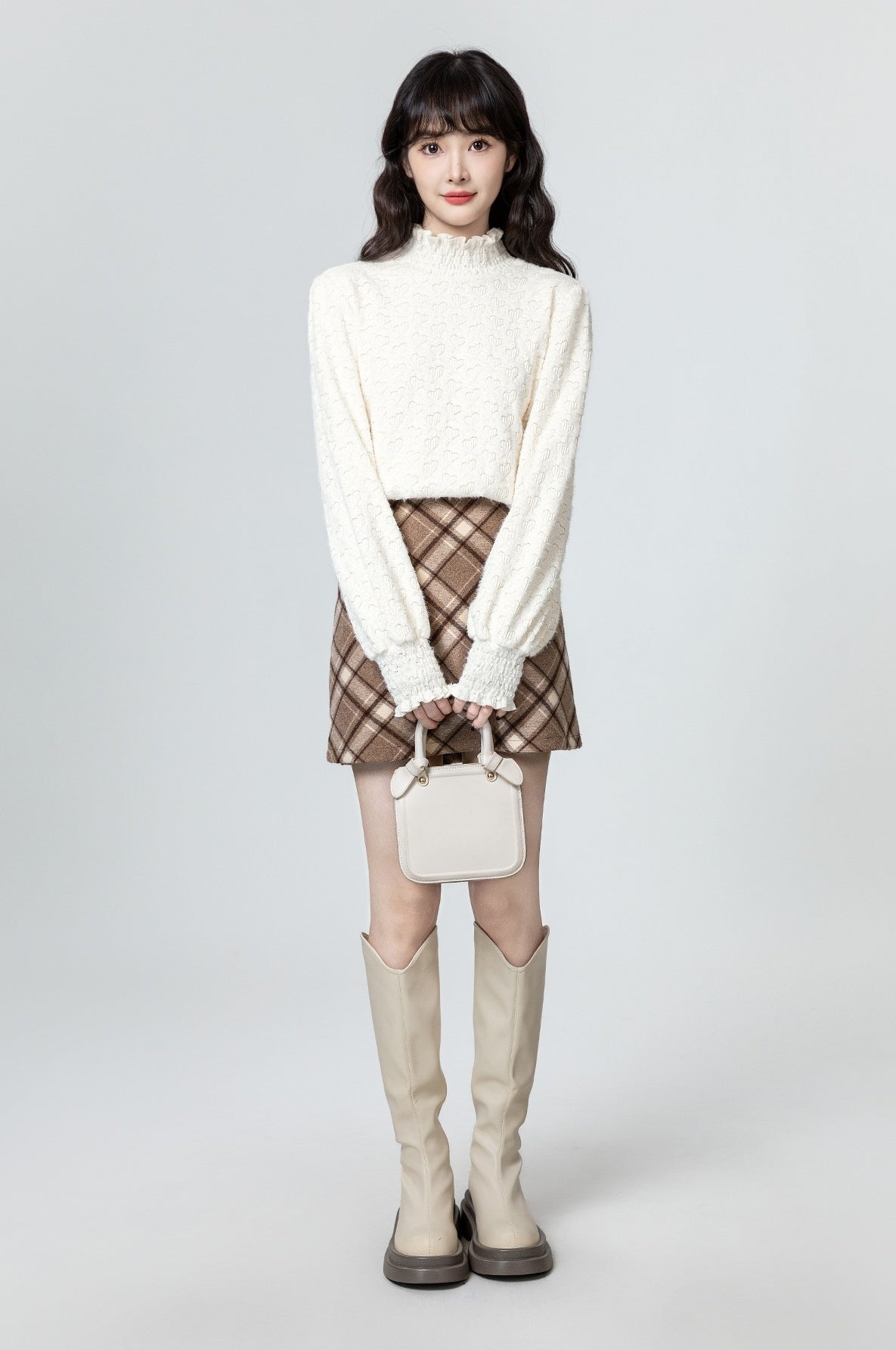 Lace Turtleneck Trim Slim Top