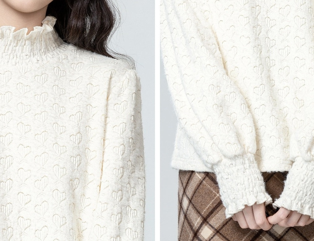 Lace Turtleneck Trim Slim Top