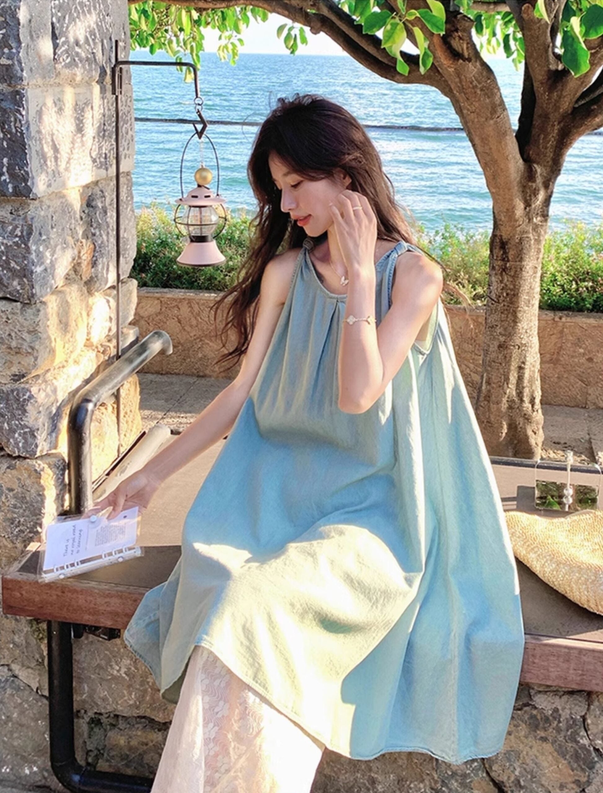 Lace Vest Dress Wide Leg Pants Vacation Set