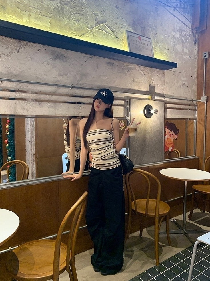Lace Wide Leg Casual Black Pants