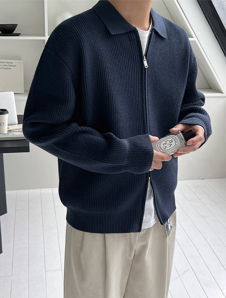 Lapel Knit Cardigan Casual Commute Minimalist Style