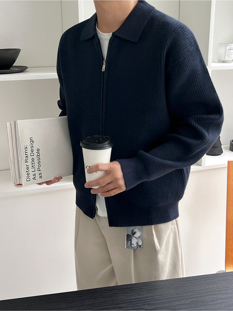 Lapel Knit Cardigan Casual Commute Minimalist Style