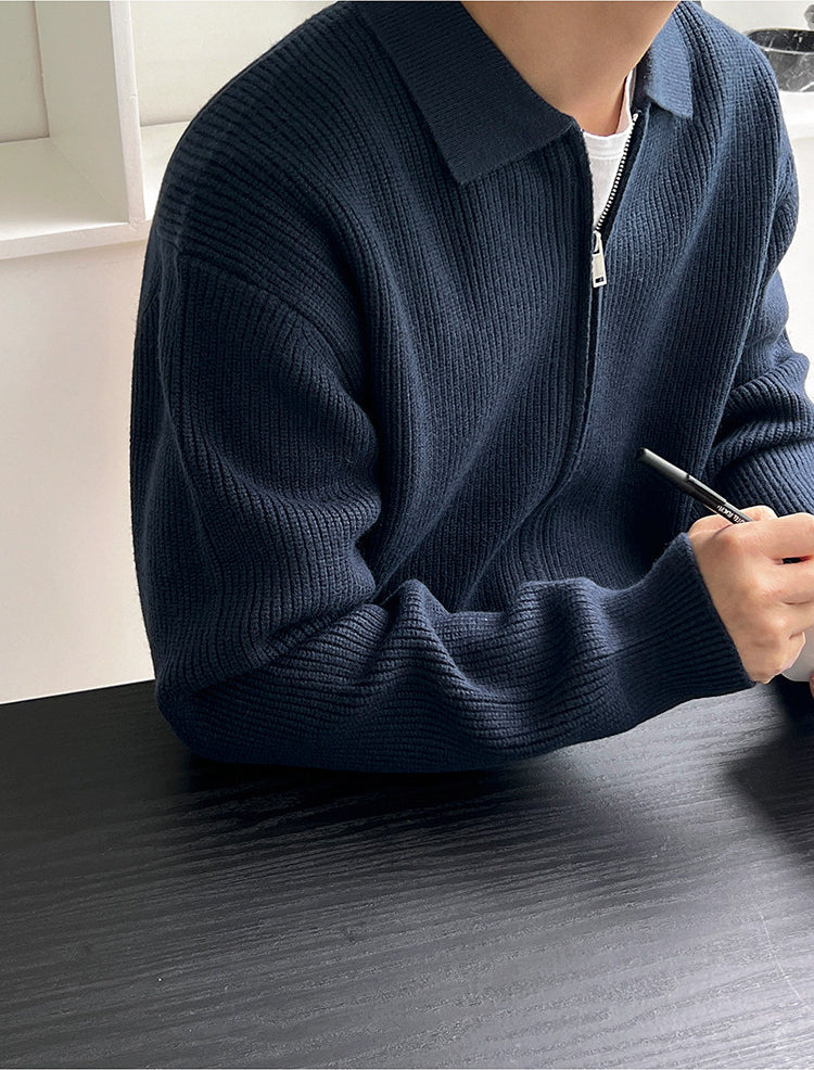Lapel Knit Cardigan Casual Commute Minimalist Style