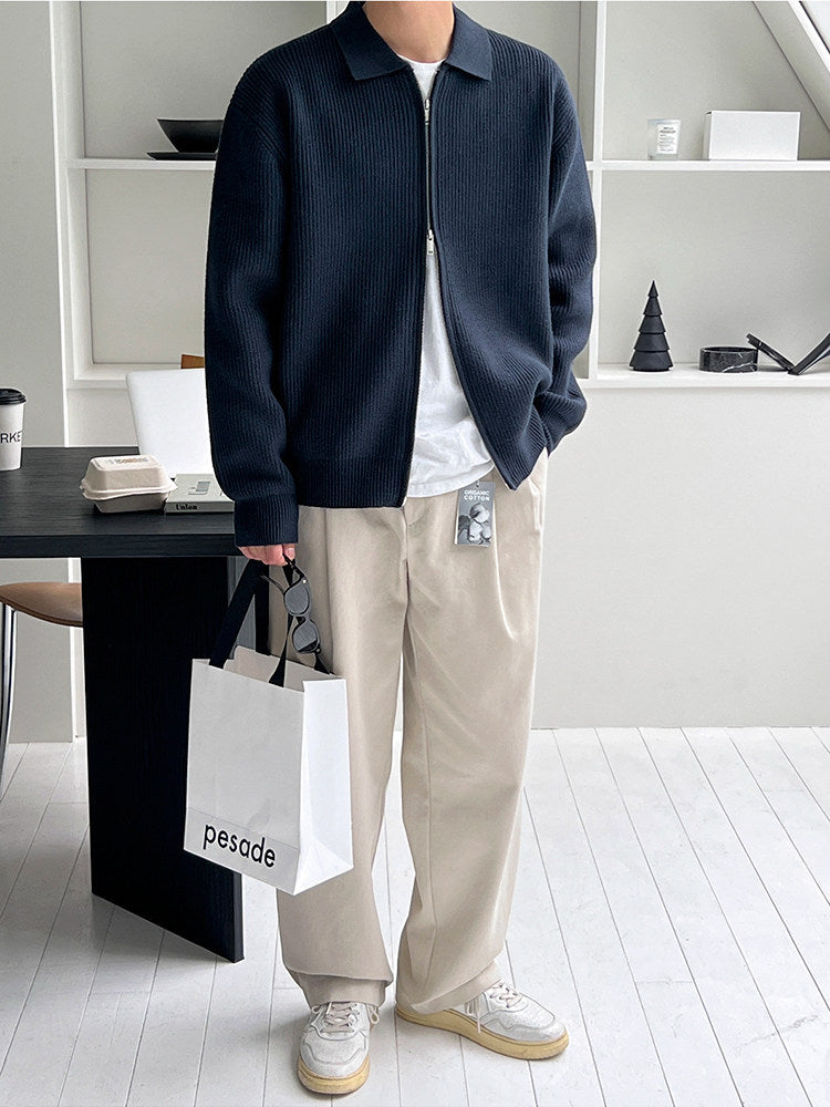 Lapel Knit Cardigan Casual Commute Minimalist Style