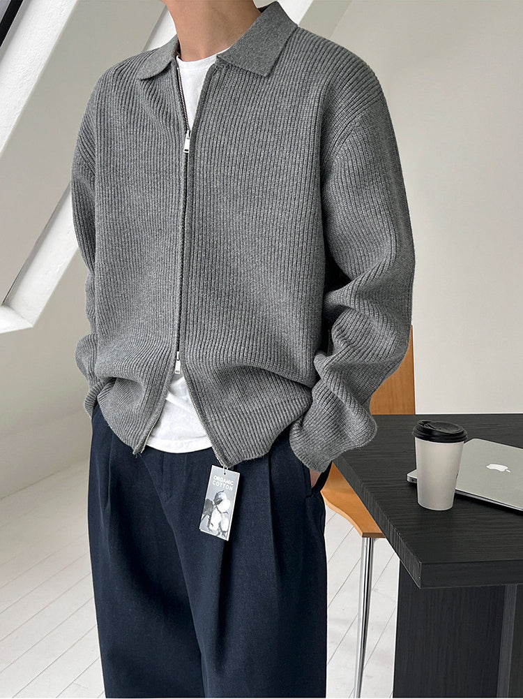 Lapel Knit Cardigan Casual Commute Minimalist Style