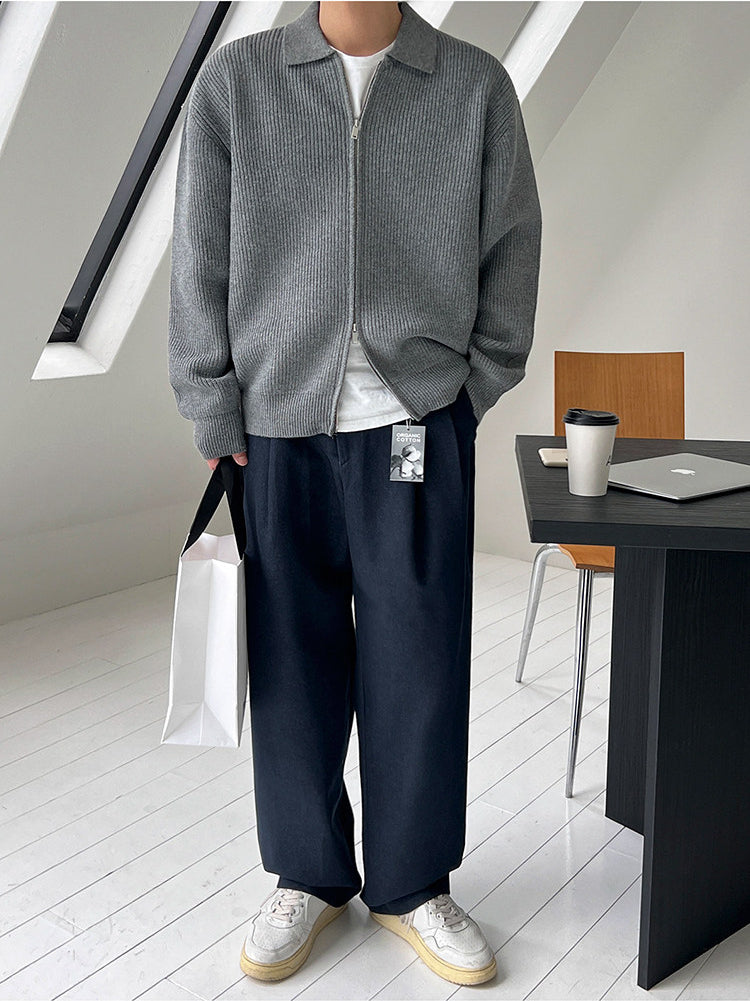 Lapel Knit Cardigan Casual Commute Minimalist Style