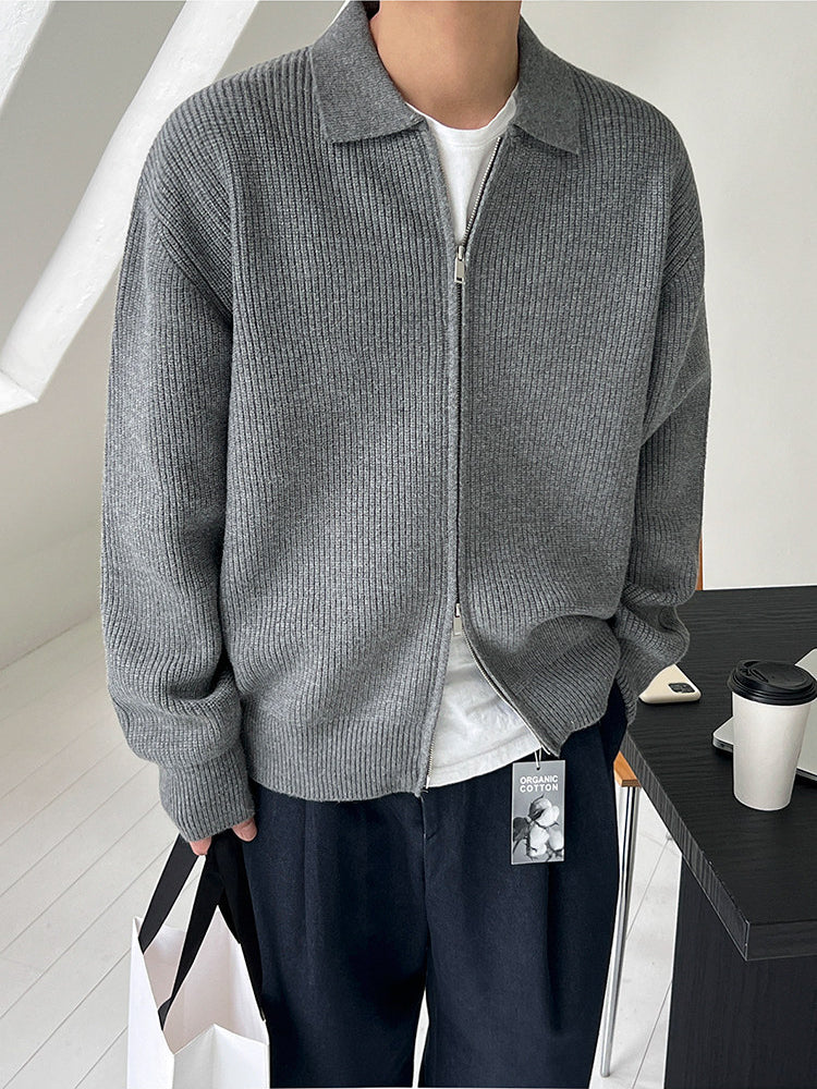 Lapel Knit Cardigan Casual Commute Minimalist Style