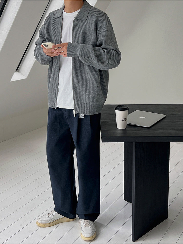 Lapel Knit Cardigan Casual Commute Minimalist Style