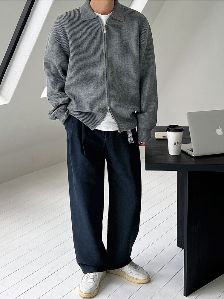 Lapel Knit Cardigan Casual Commute Minimalist Style