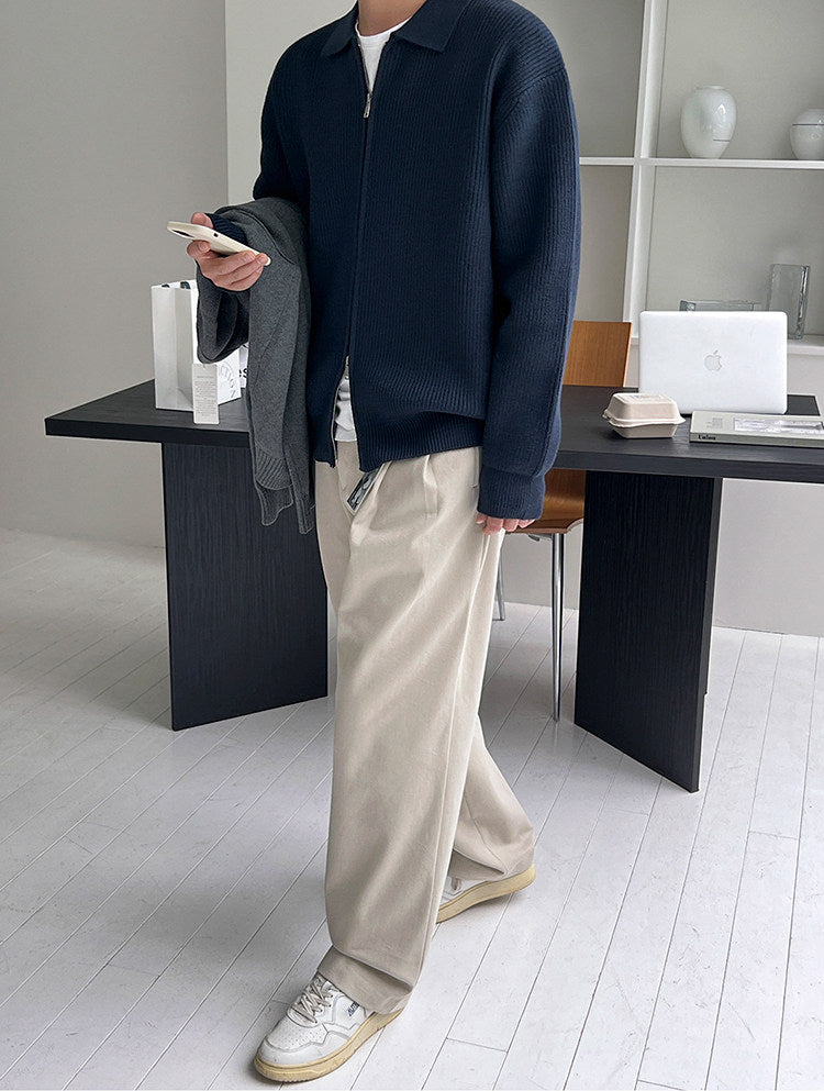 Lapel Knit Cardigan Casual Commute Minimalist Style