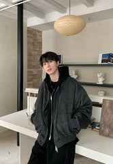 Layered Hooded Color Block Loose Fit Jacket