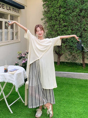 Layered Irregular Hollow Out Wide Leg Pants Set