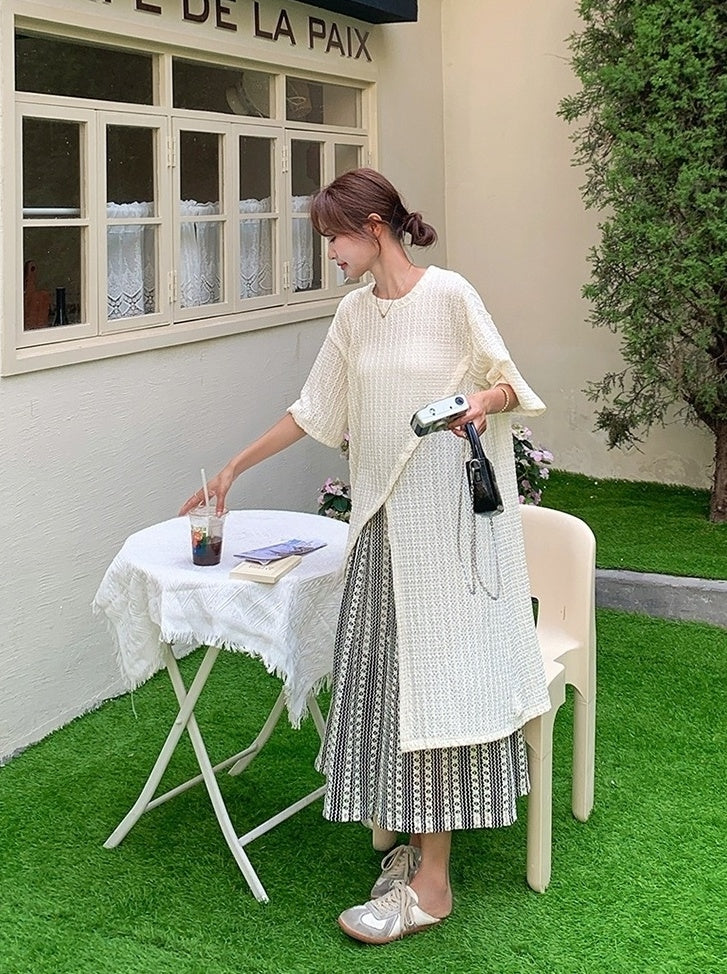 Layered Irregular Hollow Out Wide Leg Pants Set