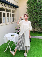 Layered Irregular Hollow Out Wide Leg Pants Set