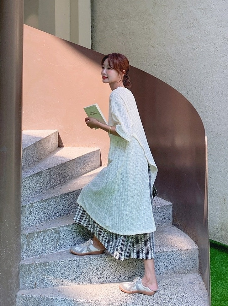 Layered Irregular Hollow Out Wide Leg Pants Set