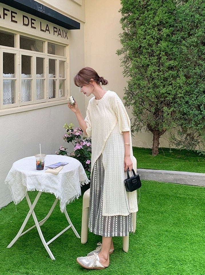 Layered Irregular Hollow Out Wide Leg Pants Set