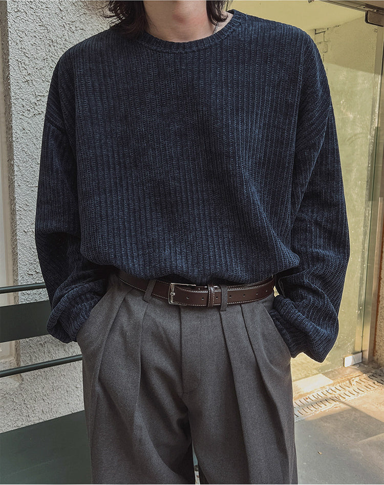 Lazy Crew Neck Pullover Sweatshirt Casual Loose Korean Style
