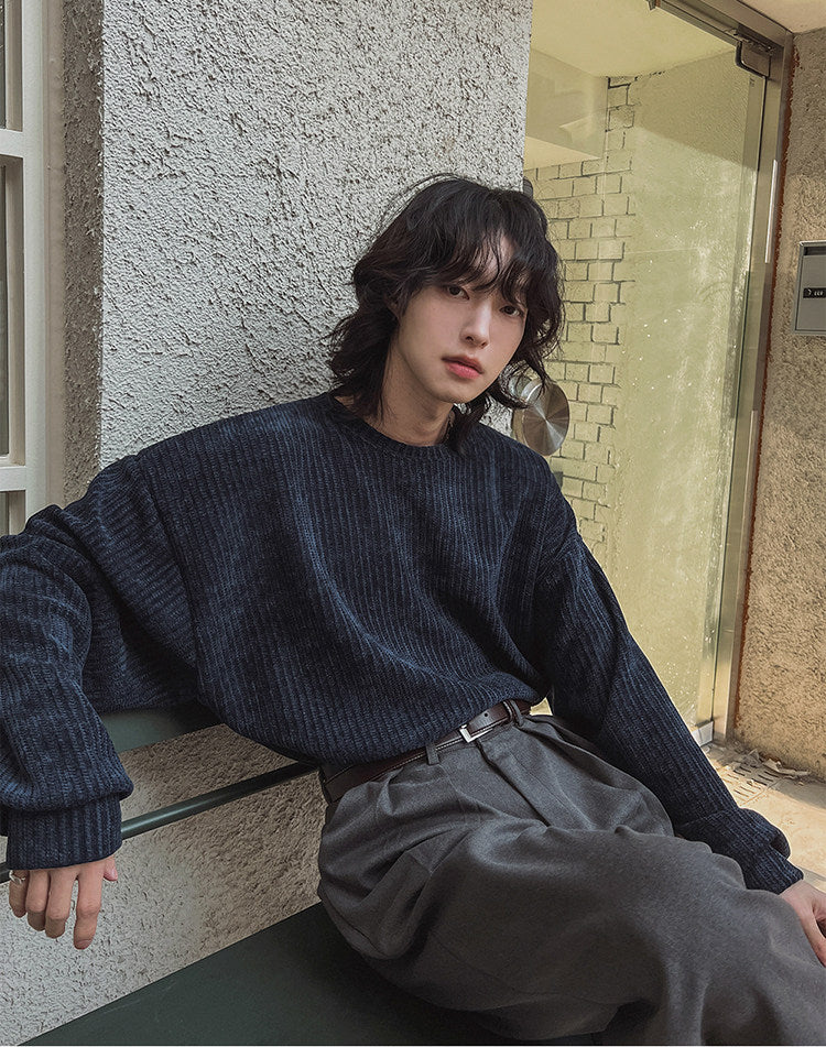 Lazy Crew Neck Pullover Sweatshirt Casual Loose Korean Style