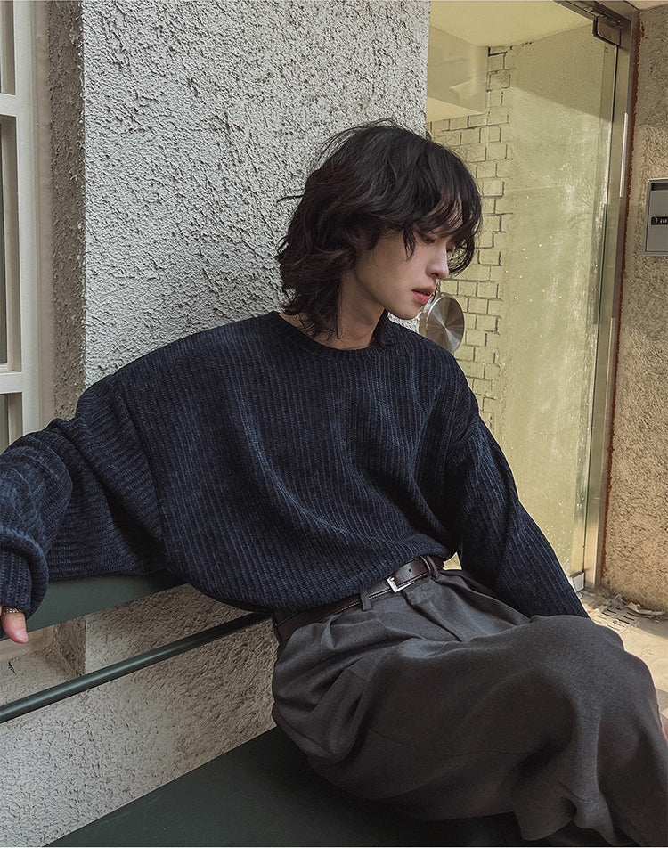 Lazy Crew Neck Pullover Sweatshirt Casual Loose Korean Style