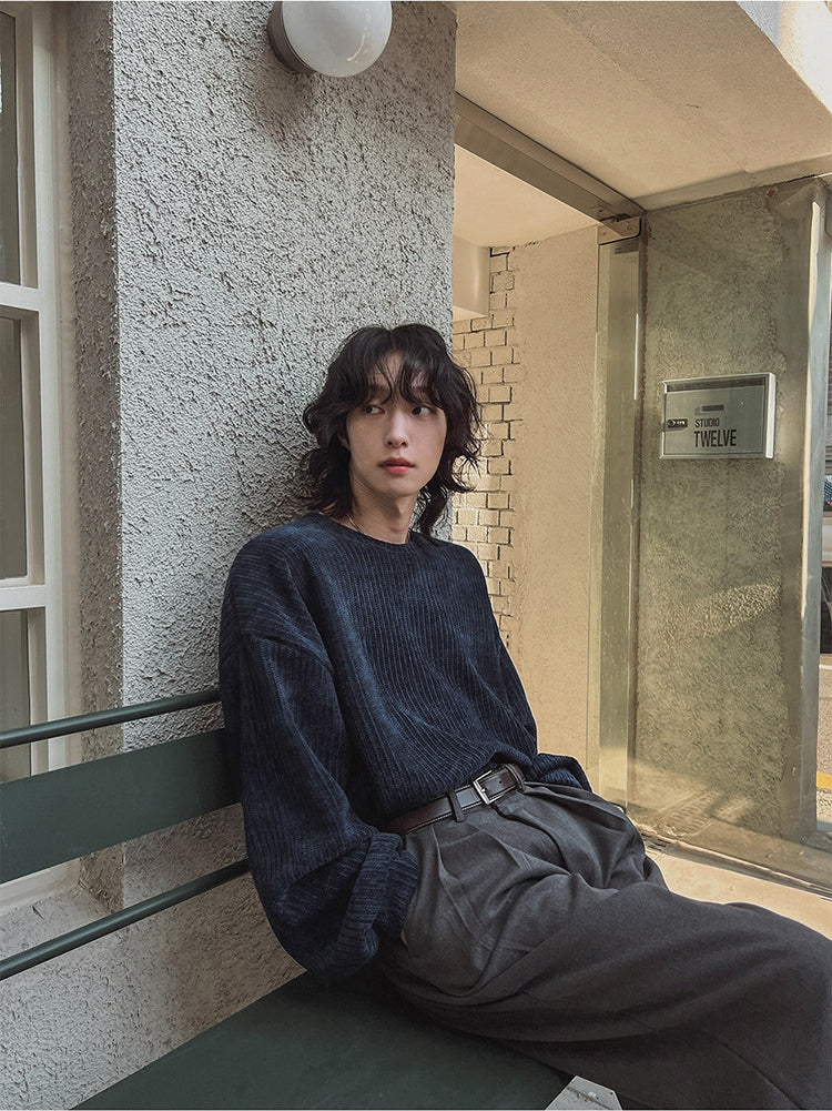 Lazy Crew Neck Pullover Sweatshirt Casual Loose Korean Style