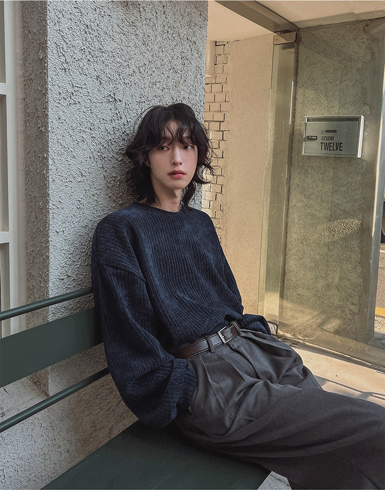 Lazy Crew Neck Pullover Sweatshirt Casual Loose Korean Style