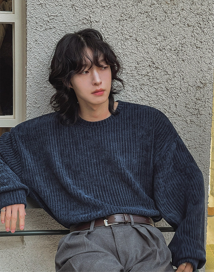 Lazy Crew Neck Pullover Sweatshirt Casual Loose Korean Style