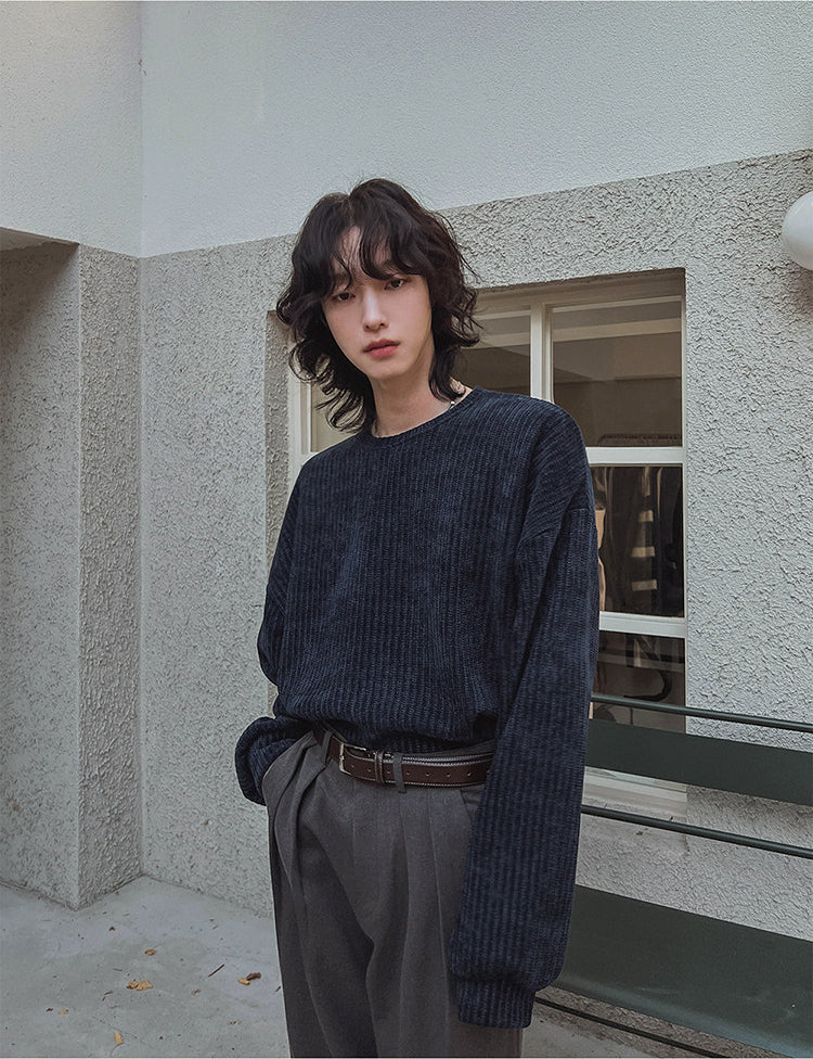Lazy Crew Neck Pullover Sweatshirt Casual Loose Korean Style
