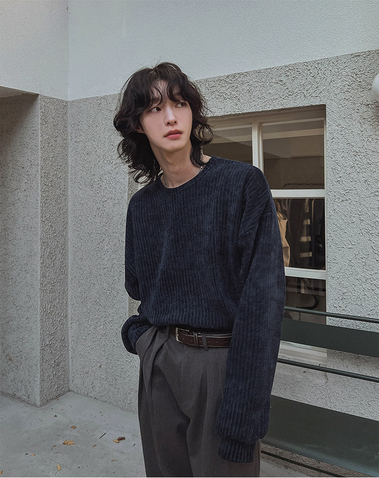 Lazy Crew Neck Pullover Sweatshirt Casual Loose Korean Style