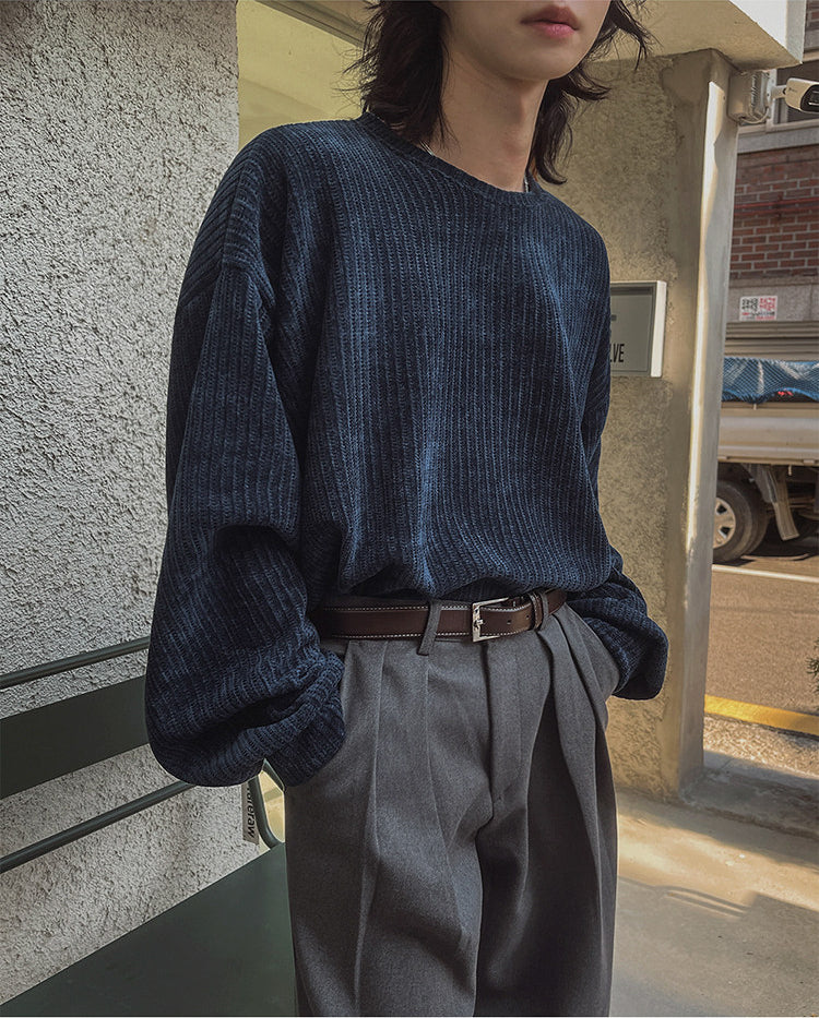 Lazy Crew Neck Pullover Sweatshirt Casual Loose Korean Style