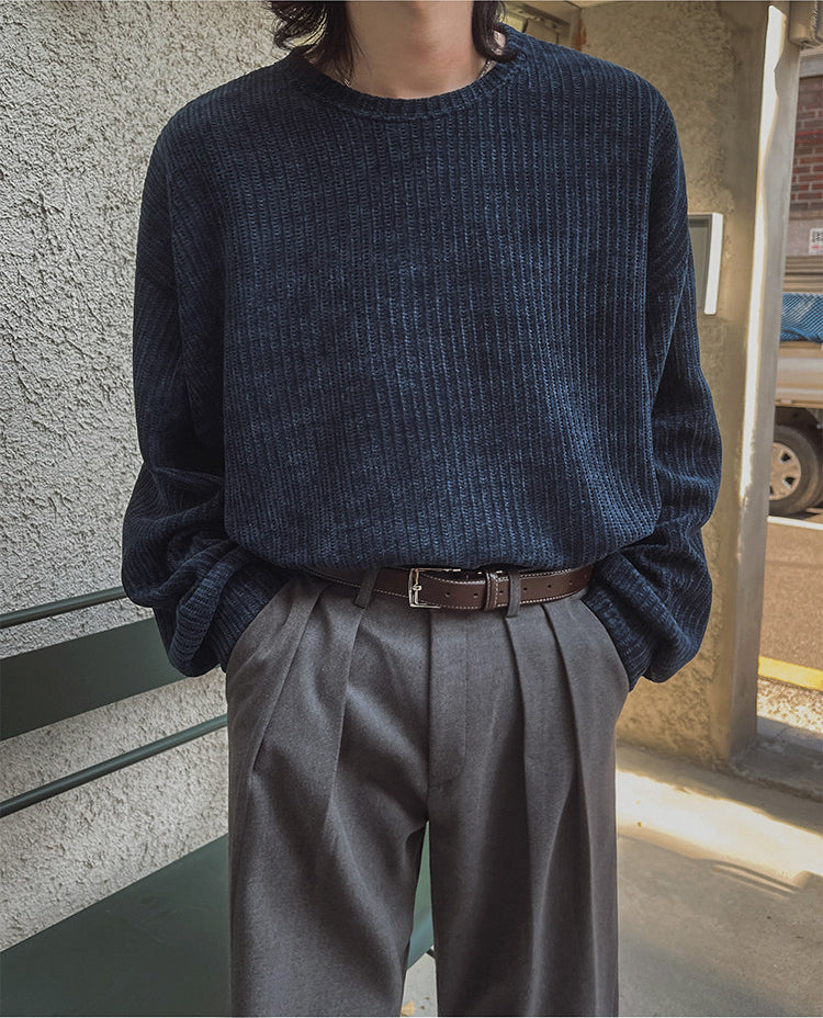 Lazy Crew Neck Pullover Sweatshirt Casual Loose Korean Style