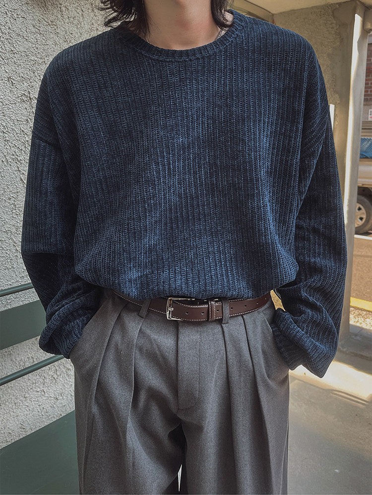 Lazy Crew Neck Pullover Sweatshirt Casual Loose Korean Style