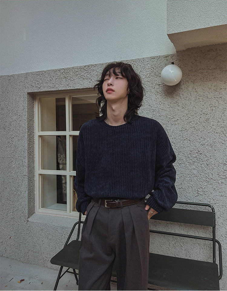 Lazy Crew Neck Pullover Sweatshirt Casual Loose Korean Style