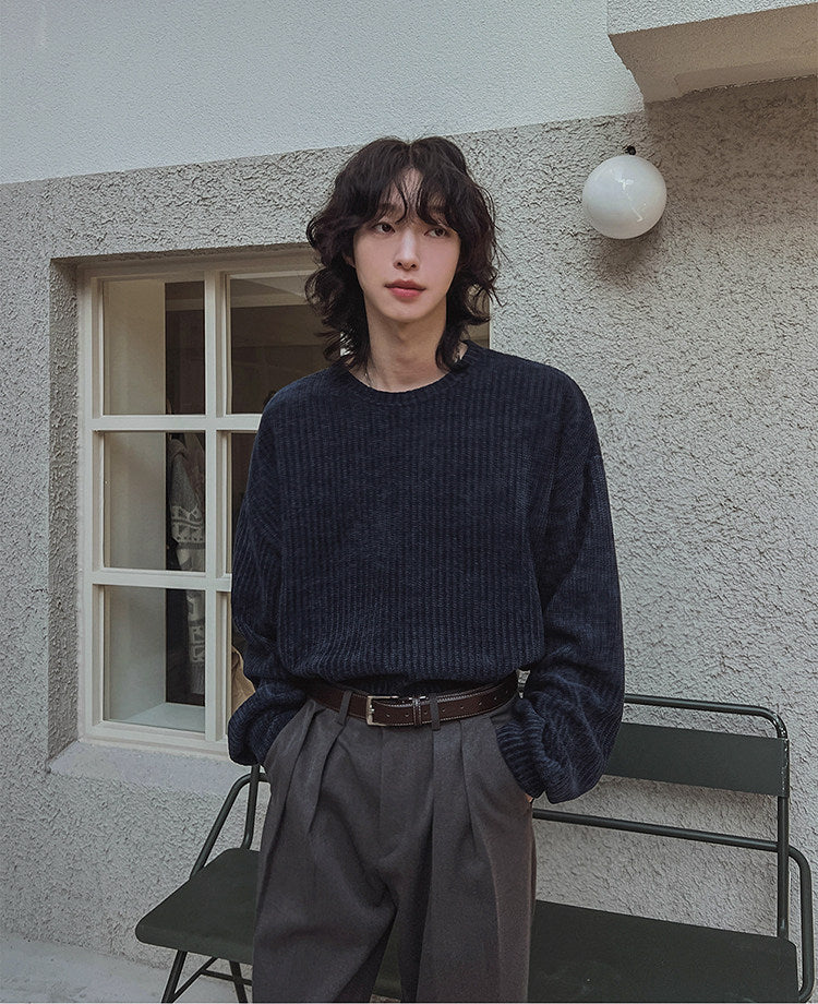 Lazy Crew Neck Pullover Sweatshirt Casual Loose Korean Style
