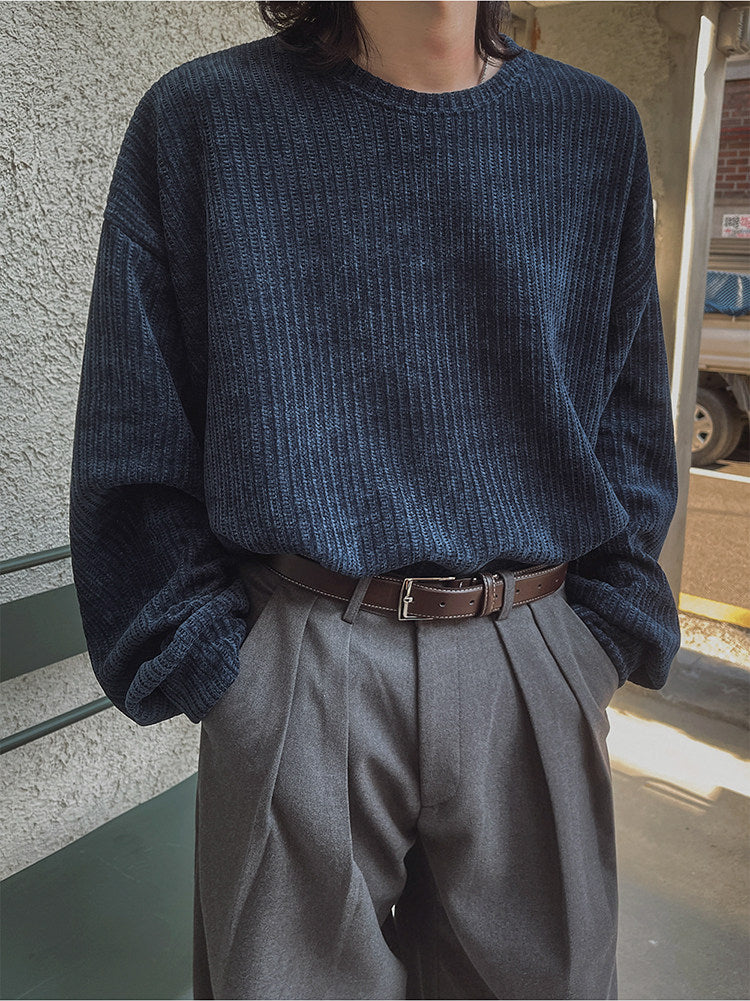 Lazy Crew Neck Pullover Sweatshirt Casual Loose Korean Style