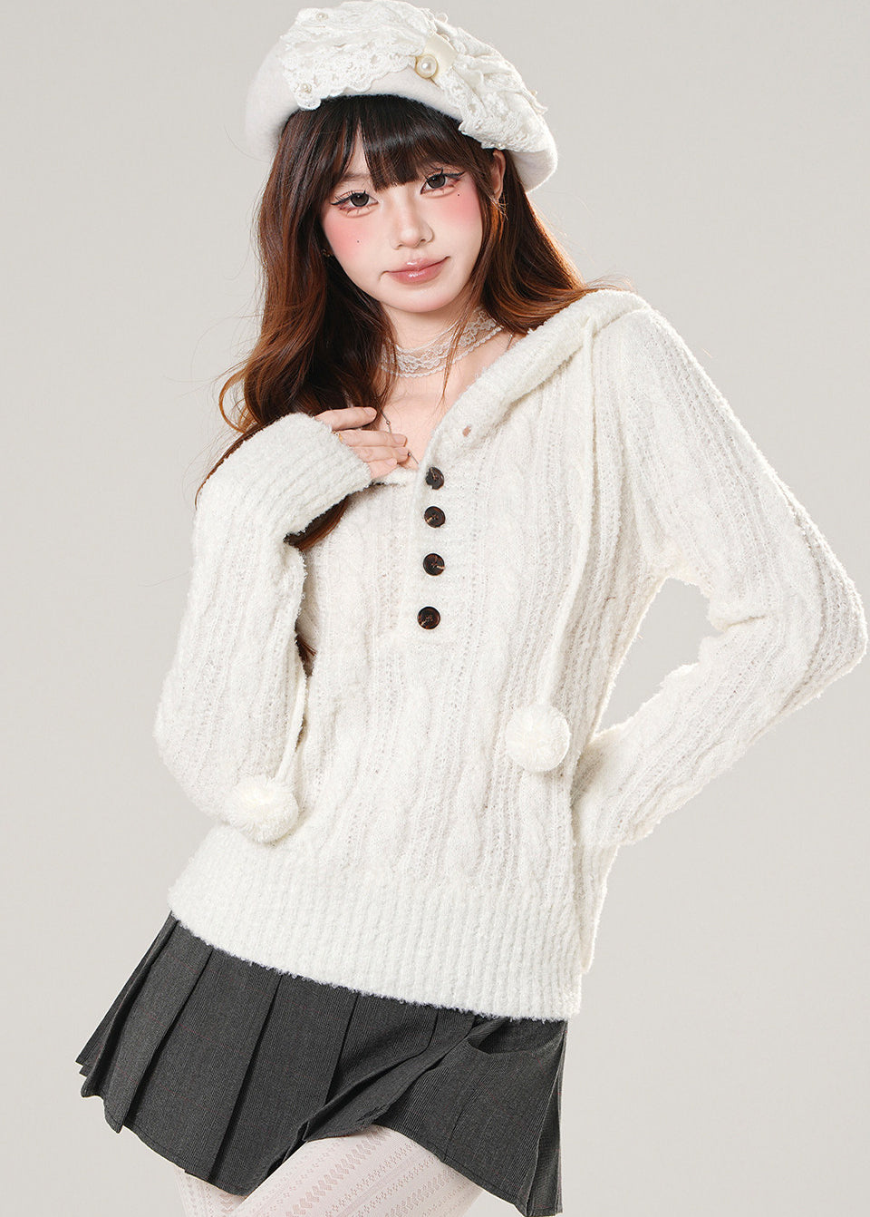 Lazy Hooded Knit Sweater