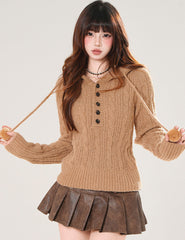 Lazy Hooded Knit Sweater