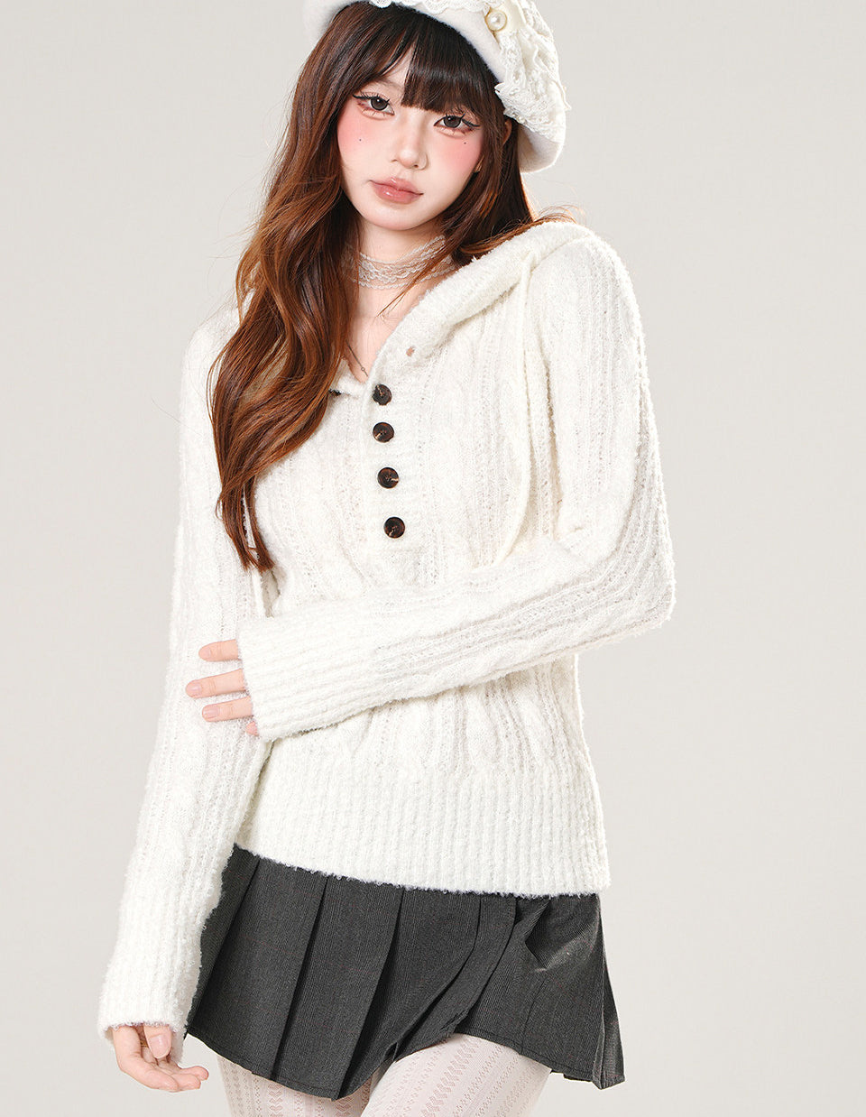 Lazy Hooded Knit Sweater