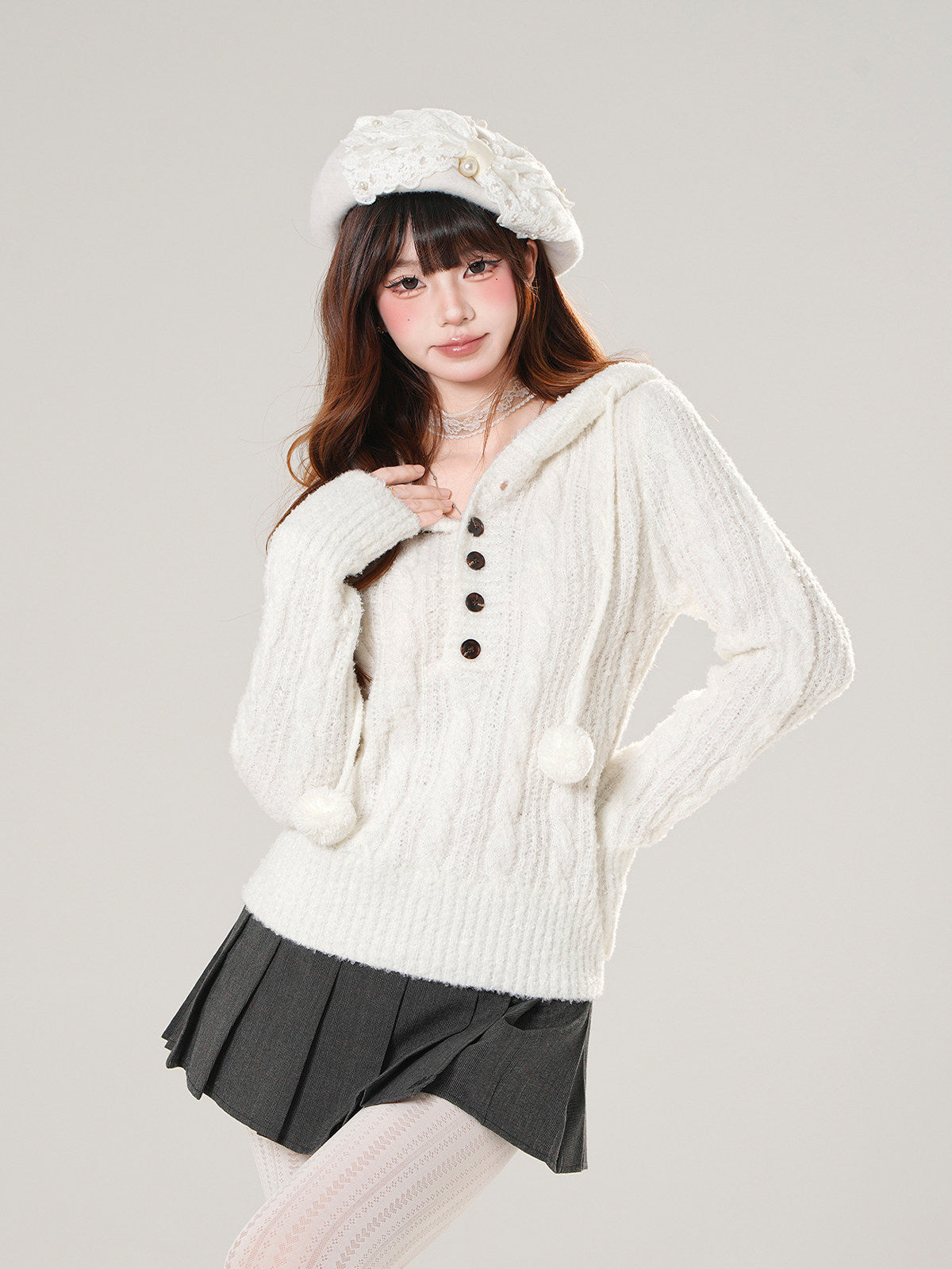 Lazy Hooded Knit Sweater