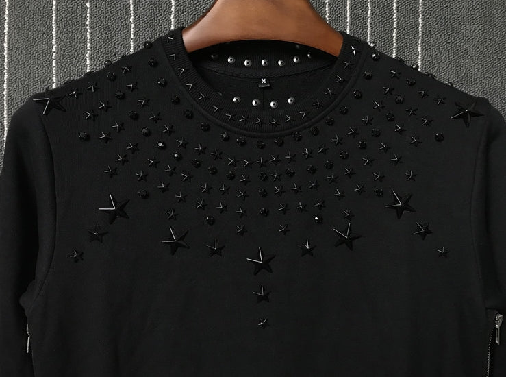 Black Star Metal Rivet Sweater
