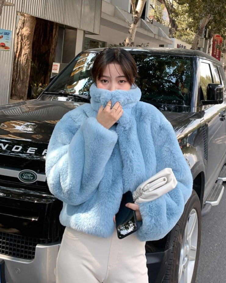 Blue Fur Short Jacket