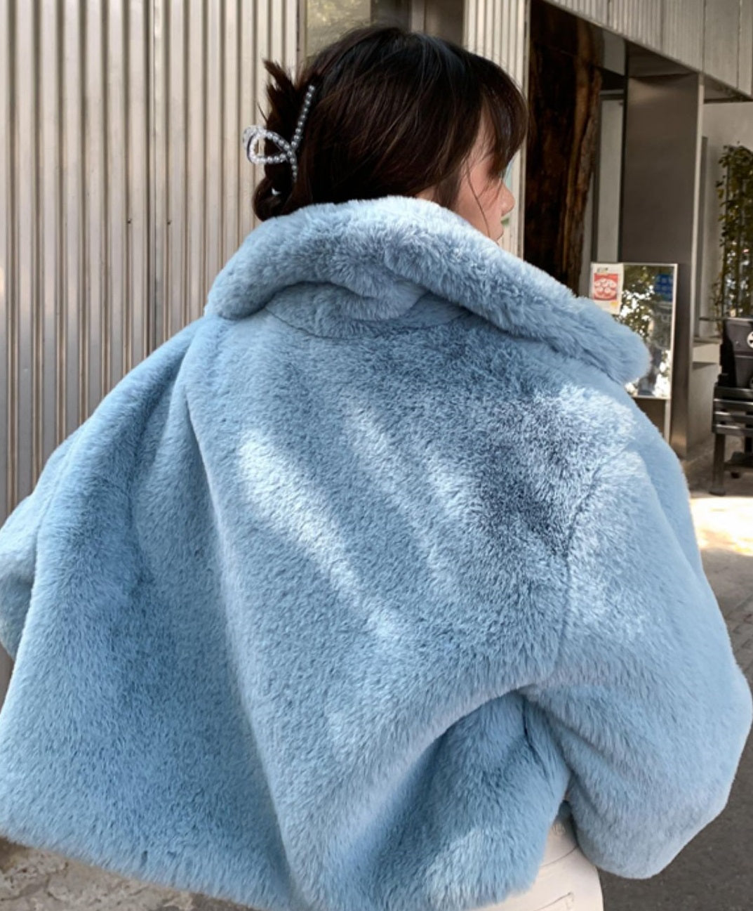Blue Fur Short Jacket