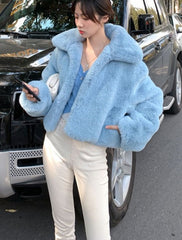 Blue Fur Short Jacket