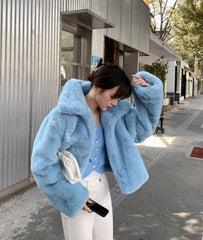 Blue Fur Short Jacket